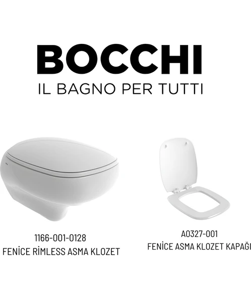 Fenice Rimless Asma Klozet 1166-001-0128, Bocchi Yavaş Kapak A0327-001 ürün görseli 1