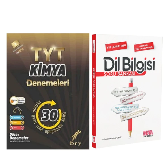 Birey Yayınları TYT Kimya 30 Deneme ve AKM Dil Bilgisi Soru Bankası Seti 2 Kitap ürün görseli 1