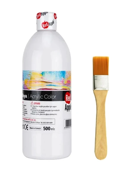 Beyaz Akrilik Boya 500 Gram Zemin Fırça Ahşap Boyama Seti Akrilik Set ürün görseli 1