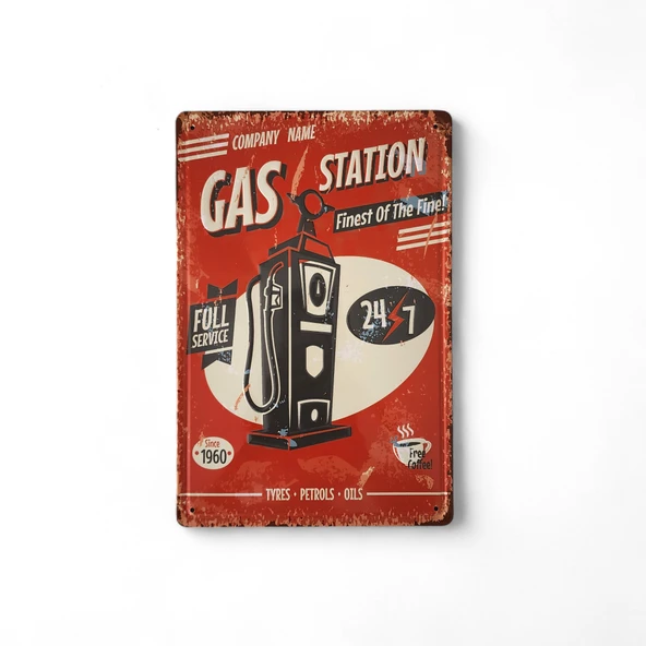 Metal Dekor Levha Gas Station ürün görseli 1
