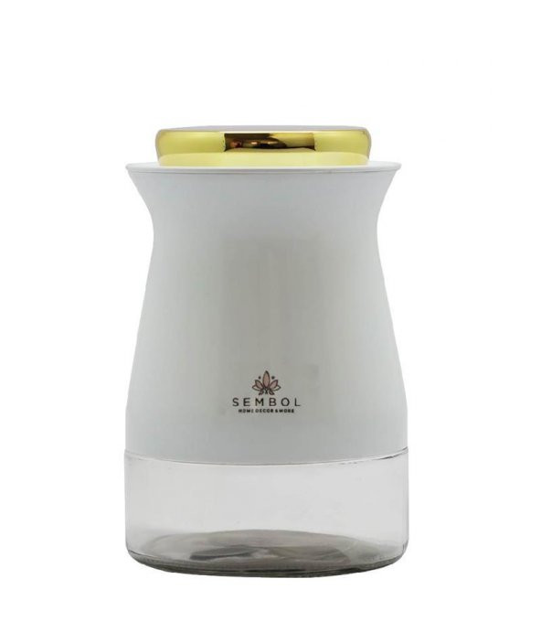 Sembol Silindir 16 cm Kavanoz White-Gold KITCHENART-90 ürün görseli 1
