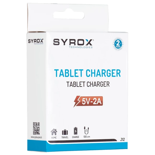 Syrox 2.0A 5W Micro Tablet Şarj Cihazı J12 ürün görseli 1