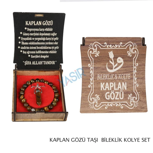 KUTULU KOLYE BİLEKLİK SETİ KAPLAN GÖZÜ ürün görseli 1