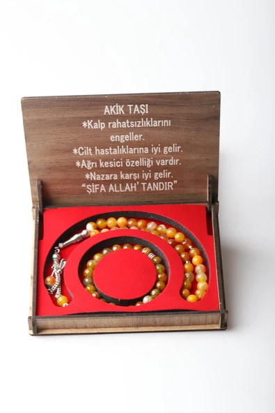 KUTULU 33 LÜ TESBİH BİLEKLİK SETİ AKİK TAŞI ürün görseli 1