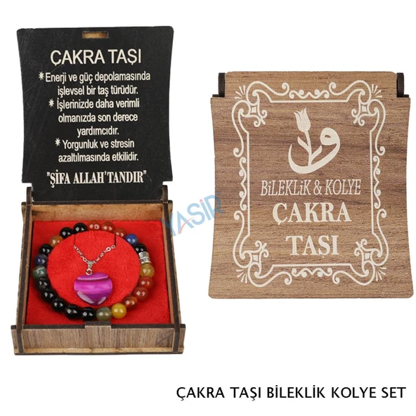 KUTULU KOLYE BİLEKLİK SETİ ÇAKRA TAŞI ürün görseli 1