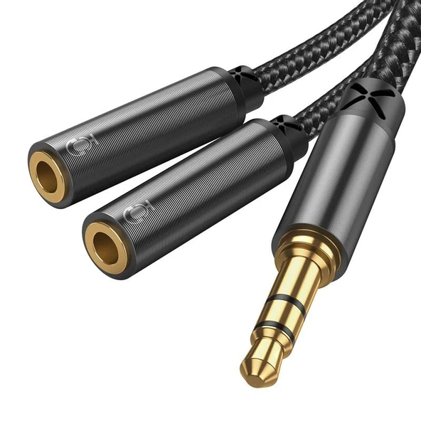 Joyroom SY-A04 Splitter Y Kulaklık Ayırıcı Ses Kablosu 0,2 m-Siyah ürün görseli 1