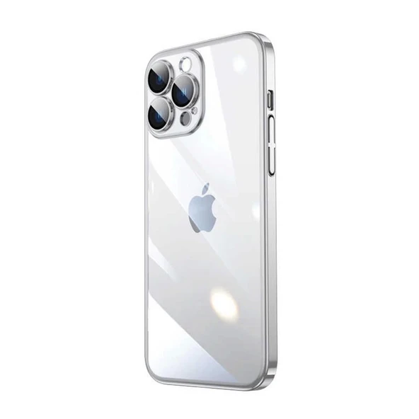İphone 14 Pro Darbe Emici Şeffaf Kenarları Renkli Sert Lazer Lensli Kılıf ürün görseli 1