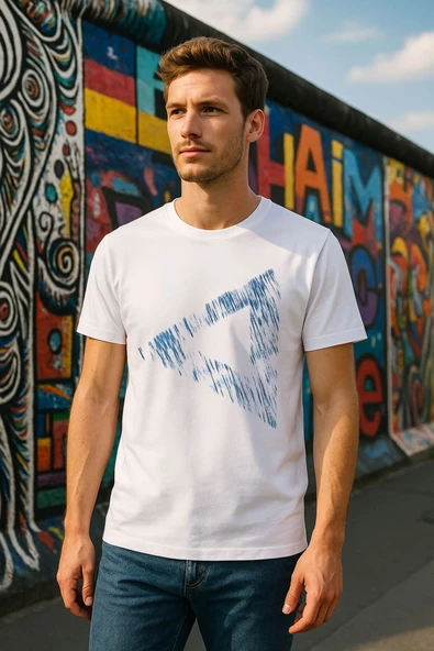 Erkek Rahat Kesim Bisiklet Yaka Baskılı T-shirt ürün görseli 1