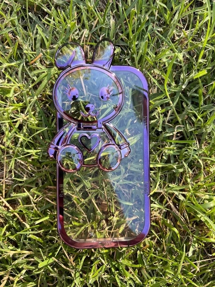 İphone 14 Plus Stantlı Rabbit Silikon Telefon Kılıfı - Resim 3