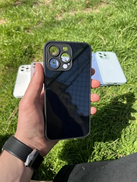 İphone 15 Pro Max Uyumlu Parlak Premium Renkli Cam Telefon Kılıfı ürün görseli 1