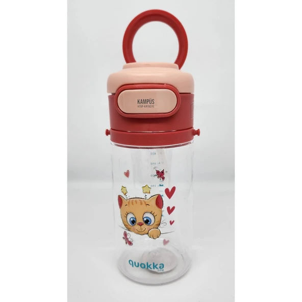 Taros Quokka 450ML Kırmızı Pipetli Askılı Matara ürün görseli 1