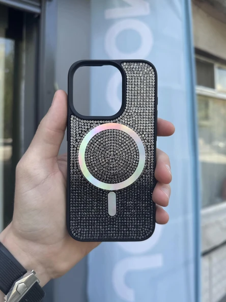 İphone 14 Kılıf Diamont MagSafe Hologramlı Telefon Kılıfı ürün görseli 1