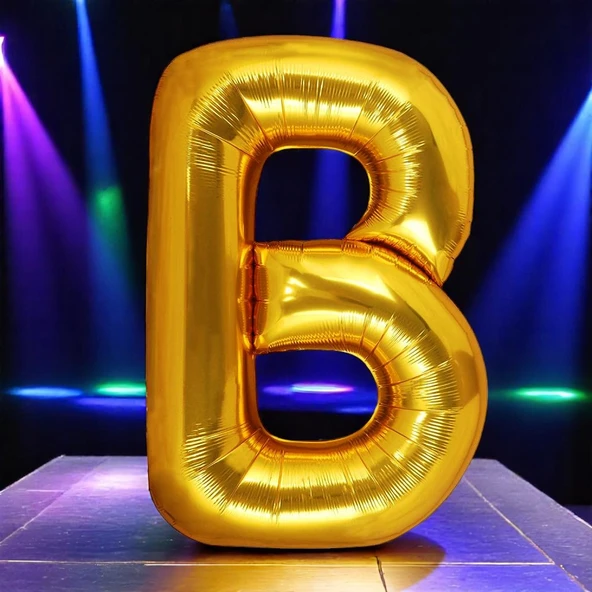 VIP YÜKSEK KALİTE 1 METRE GOLD B HARFİ FOLYO BALON GOLD B HARF BALON HELYUM GAZINA UÇAN BALONA UYGUN ürün görseli 1