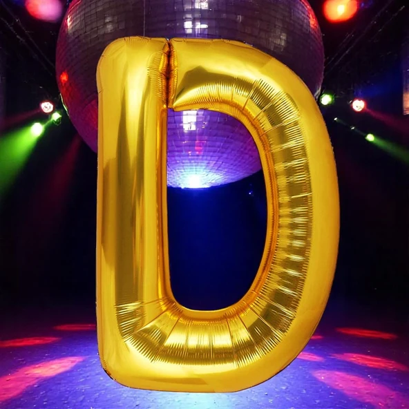 VIP YÜKSEK KALİTE 1 METRE GOLD D HARFİ FOLYO BALON GOLD D HARF BALON HELYUM GAZINA UÇAN BALONA UYGUN ürün görseli 1