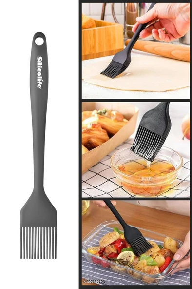 Silicolife Yumurta Fırçası, Isıya Dayanıklı Yanmaz Yapışmaz Tek Parça Silikon Fırça 21cm Antrasit ürün görseli 1