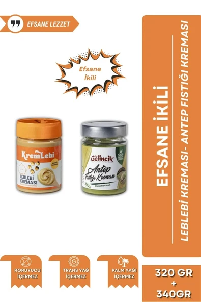 2'li Set Kahvaltılık Sürülebilir Katkısız 340gr Leblebi Kreması + Antep Fıstığı Kreması 320gr ürün görseli 1