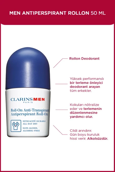 CLARİNS Men Antiperspirant Roll-on 50 ml Erkek Deodorant Roll-on ürün görseli 1