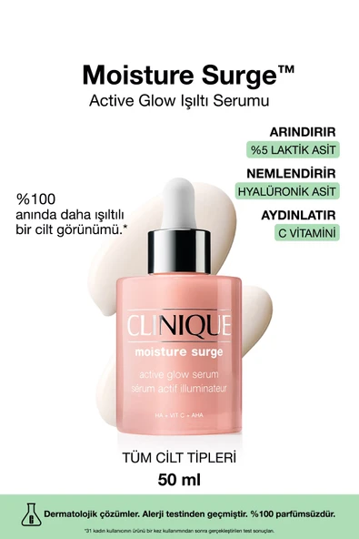 CLİNİQUE Moisture Surge™ Active Glow Işıltı Serumu 50ml | C Vitamini, Hyalüronik Asit, Laktik Asit ürün görseli 1