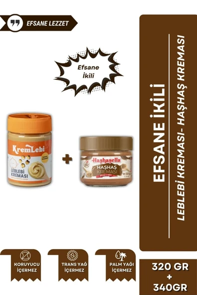 2'li Set Kahvaltılık Sürülebilir Katkısız 340gr Leblebi Kreması + Haşhaş Kreması 320gr ürün görseli 1