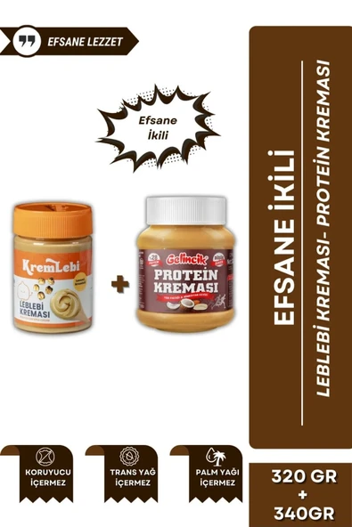 2'li Set Kahvaltılık Sürülebilir Katkısız 340gr Leblebi Kreması + Protein Kreması 320gr ürün görseli 1