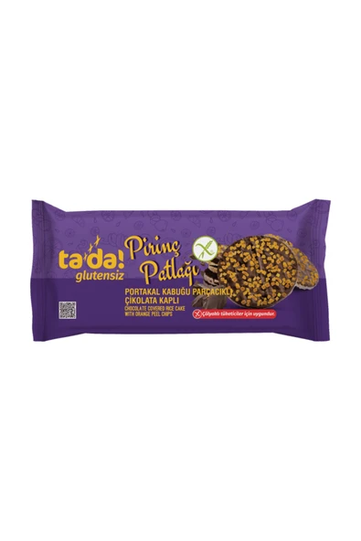Tada Glutensiz Portakal Parçacıklı Çikolata Kaplı Pirinç Patlağı 84 gr ürün görseli 1