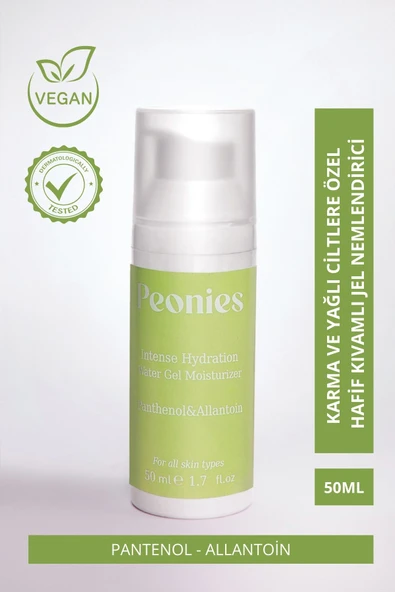 PEONİES Intense Hydration Water Gel | İnce Yapılı Su Bazlı Nemlendirici | Karma ve Yağlı Ciltler ürün görseli 1