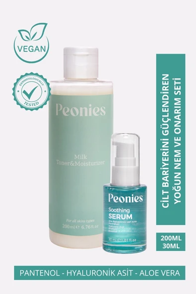 PEONİES Cilt Bariyerini Güçlendiren, Yoğun Nem ve Onarım Seti | Milk Toner ve Soothing Serum ürün görseli 1