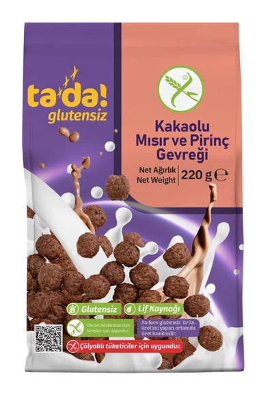 Tada Glutensiz Kakaolu Kahvaltılık Mısır Ve Pirinç Gevreği 220gr ürün görseli 1