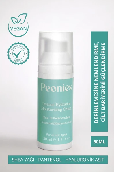 PEONİES Intense Hydration Nemlendirici Krem | Seramid, Hyaluronik Asit Ve Shea Yağı | Kuru Ve Hassas Ciltler ürün görseli 1