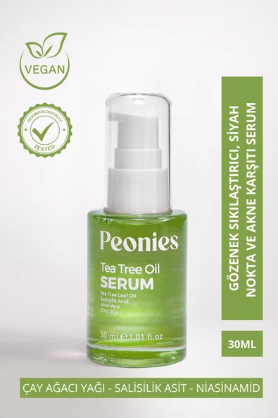PEONİES Tea Tree Oil Serum | Çay Ağacı Yağı, Niasinamid, Aloe Vera, Pantenol, Salisilik Asit Ve Zinc Pca ürün görseli 1