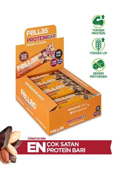 Fellas Protein Bar - Yer Fıstıklı ve Kakaolu 32g x 12 Adet ürün görseli 1