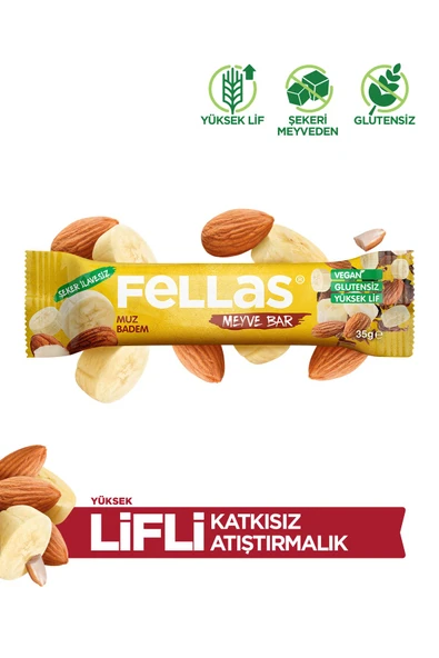 Fellas Meyve Bar - Muzlu ve Bademli 35g x 12 Adet ürün görseli 1