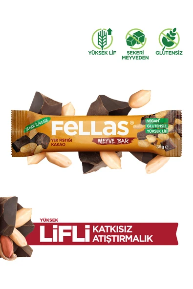Fellas Meyve Bar - Yer Fıstığı ve Kakaolu 35g x 12 Adet ürün görseli 1