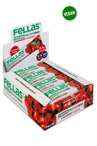 Fellas Vegan Protein Bar - Çilekli Ve Kakaolu 40g X 12 Adet ürün görseli 1