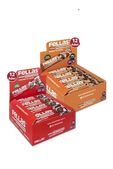 Fellas Yüksek Protein Bar 45 G Süper Ikili Kutu 24 Adet - Hind. Cevizli X 12 Adet + Yer Fıstıklı X 12 Adet ürün görseli 1