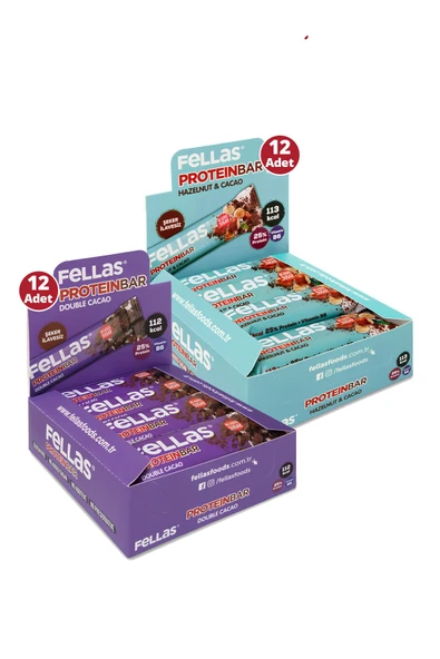 Fellas Protein Bar 32 G Süper Ikili Kutu 24 Adet - Duble Kakaolu X 12 Adet + Fındıklı X 12 Adet ürün görseli 1