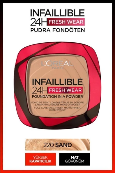 L'OREAL PARİS Infaillible 24h Fresh Wear Pudra Fondöten 220 Sand ürün görseli 1