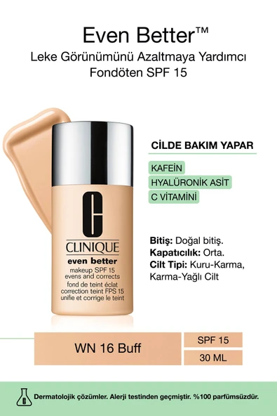 CLİNİQUE Even Better™ Doğal Bitişli Fondöten Spf 15 - Renk: Wn 16 Buff 30ml | C Vitamini ürün görseli 1