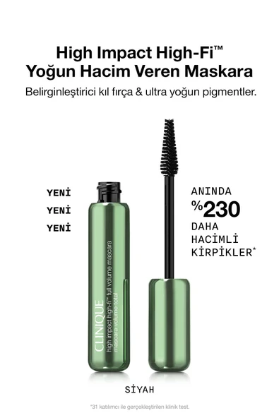 CLİNİQUE High Impact™ High-Fi™ Yoğun Hacim Veren Maskara - Ultra Siyah 10ml | Hindistan Cevizi, Argan Yağı ürün görseli 1