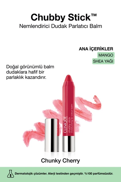 CLİNİQUE Chubby Stick™ Nemlendirici Dudak Parlatıcı Balm - Renk: 05 Chunky Cherry 3g | Mango, Shea Yağı ürün görseli 1