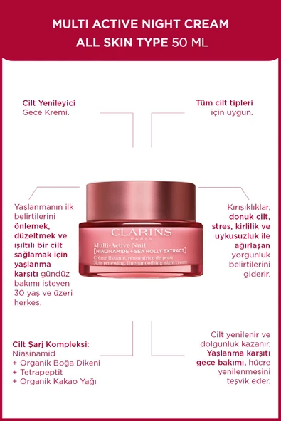 CLARİNS Multi Active Gece Kremi Tüm Cilt Tipleri  İçin 50ml ürün görseli 1