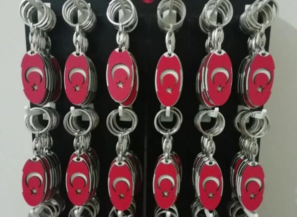 Oto Ahşap Anahtarlık Hediyelik Marka Model Türk Bayrak Anahtar ürün görseli 1