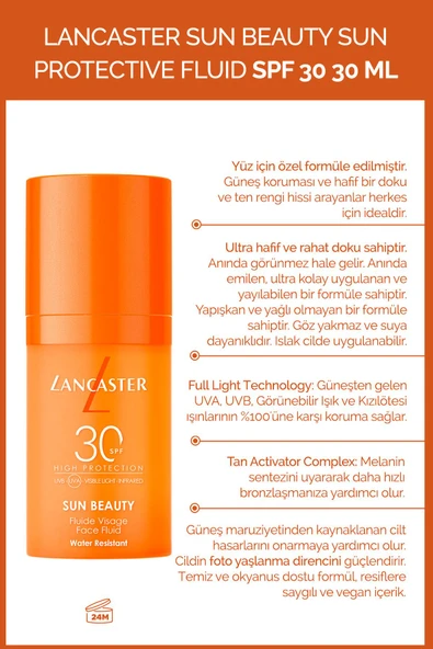 Lancaster Sun Beauty Sun Protective Fluid Spf30 Yüz ve Dekolte Bölgesi 30 ml ürün görseli 1