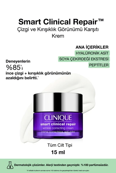 CLİNİQUE Smart Clinical Repair™ Çizgi ve Kırışıklık Görünümü Karşıtı Krem 15ml | Hyalüronik Asit, Peptit ürün görseli 1