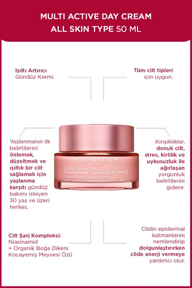 CLARİNS Multı Actıve Gündüz Kremi Tüm Cilt Tipleri İçin 50 ml ürün görseli 1