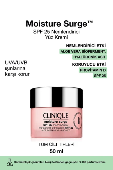 CLİNİQUE Moisture Surge™ Spf 25 Nemlendirici Yüz Kremi - 50ml | Aloe Vera Bioferment, Hyalüronik Asit ürün görseli 1