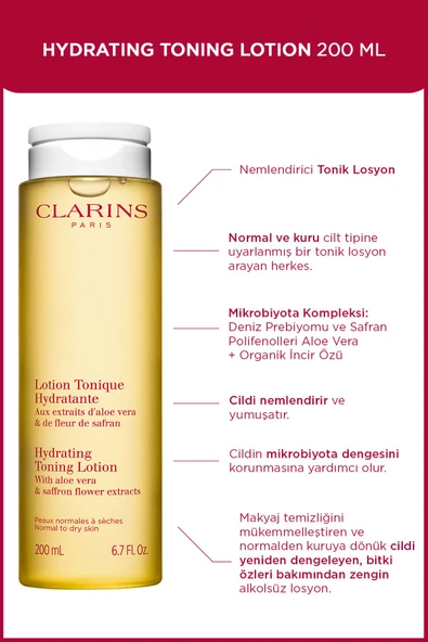 CLARİNS HYDRATING TONING LOTION 200ML - Tüm Cilt Tipleri için Nemlendirici Tonik ürün görseli 1