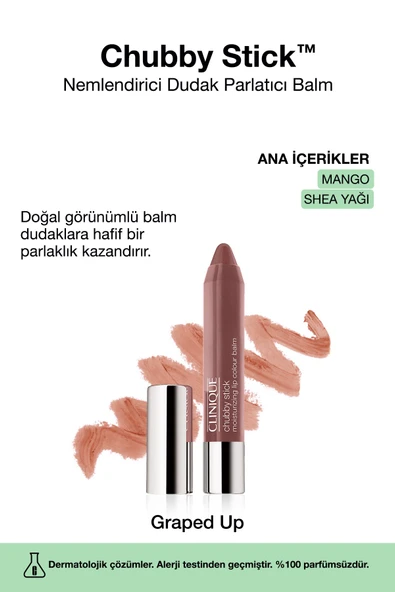 CLİNİQUE Chubby Stick™ Nemlendirici Dudak Parlatıcı Balm - Renk: 08 Graped Up 3g | Mango, Shea Yağı ürün görseli 1