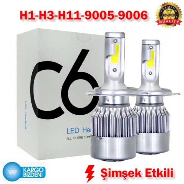 C6 LED XENON FAR SİS AMPÜL ZENON H1-H3-H11-9005-9006 BEYAZ - MAVİ ürün görseli 1
