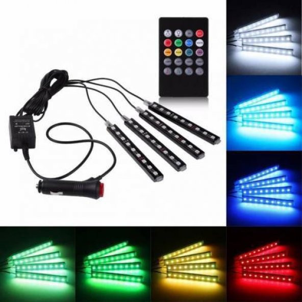 Ayak Altı Kumandalı 9 - 12 Led Sese Müziğe Duyarlı Araç İçi Led ürün görseli 1